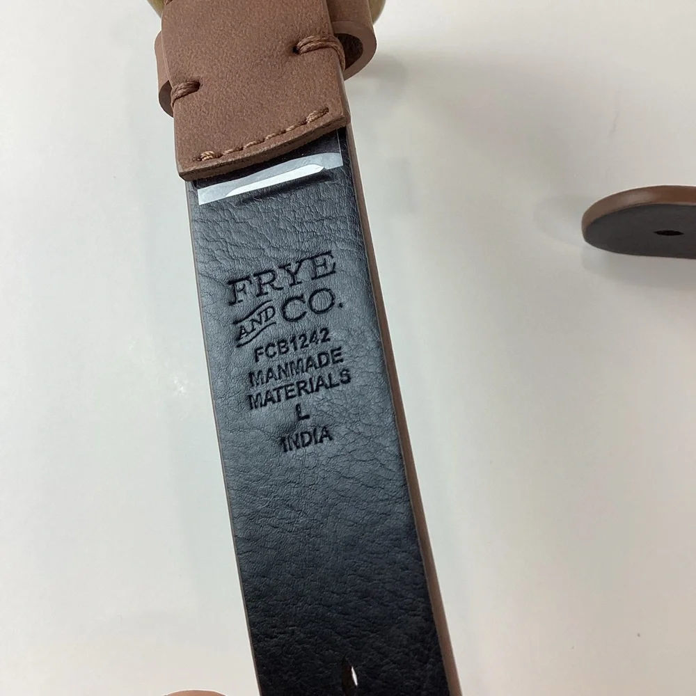 FRYE AND CO. Brown and Gold Belt with Classic Buckle | L